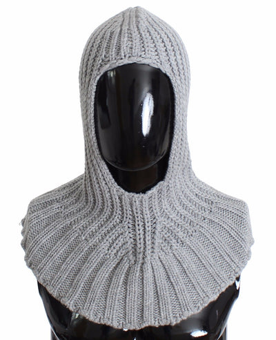 Men's Gray Cashmere Knitted Crochet Hood