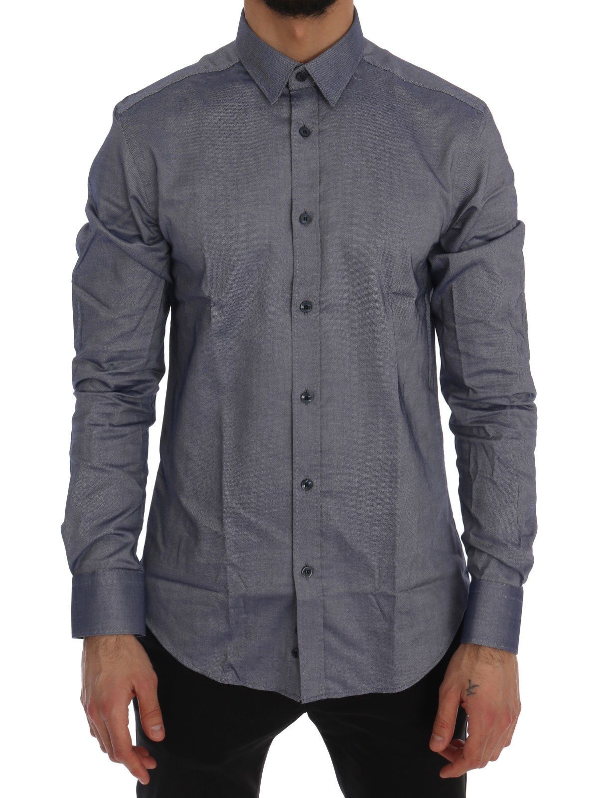 Gray  Cotton Dress Shirt Trend Fit