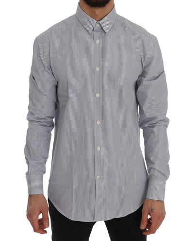 Light Blue Striped Cotton Dress Shirt Trend Fit