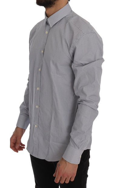 Light Blue Striped Cotton Dress Shirt Trend Fit