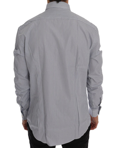 Light Blue Striped Cotton Dress Shirt Trend Fit