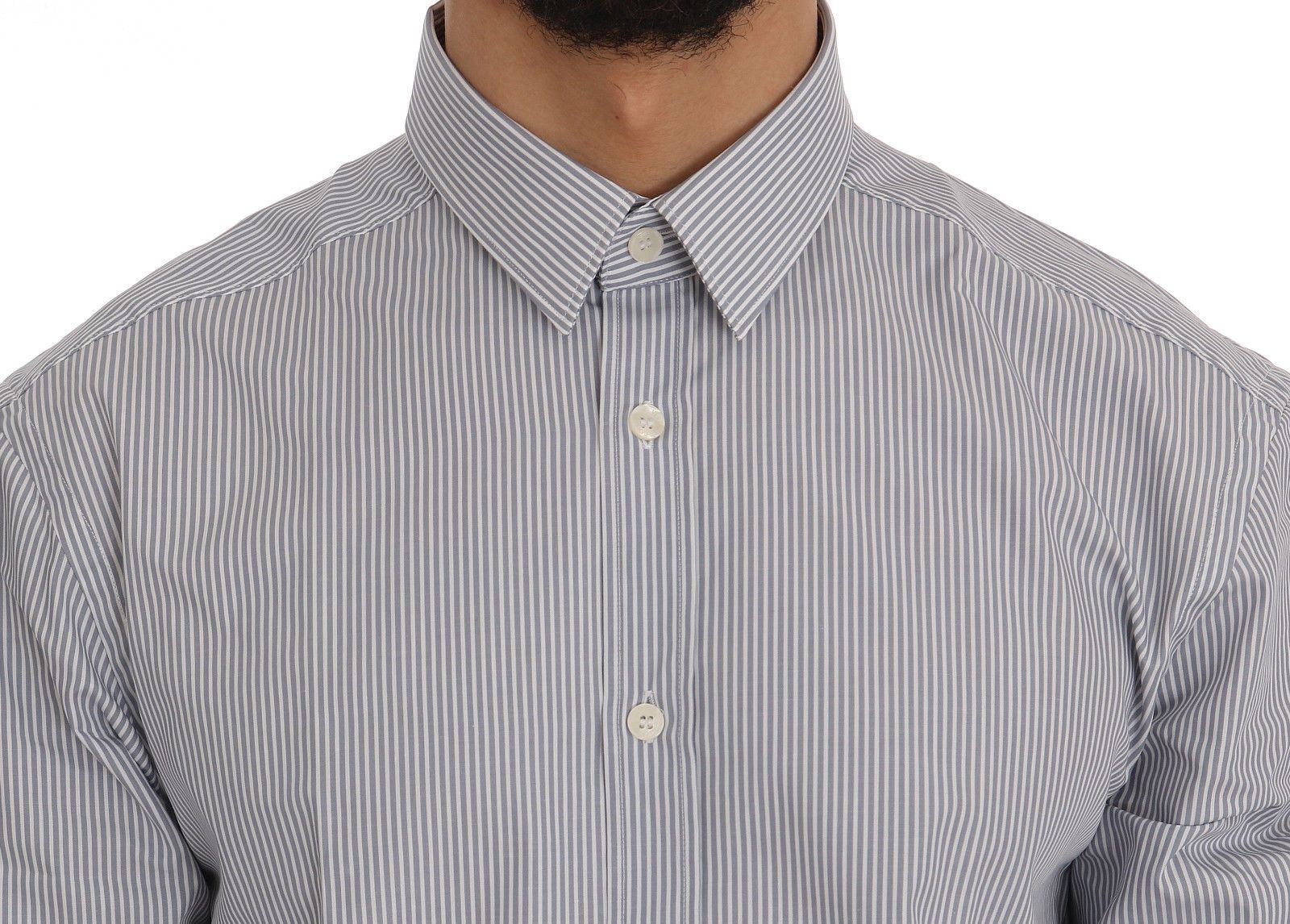 Light Blue Striped Cotton Dress Shirt Trend Fit
