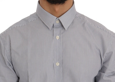Light Blue Striped Cotton Dress Shirt Trend Fit