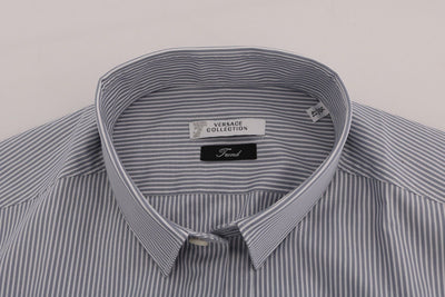 Light Blue Striped Cotton Dress Shirt Trend Fit