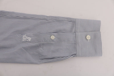 Light Blue Striped Cotton Dress Shirt Trend Fit