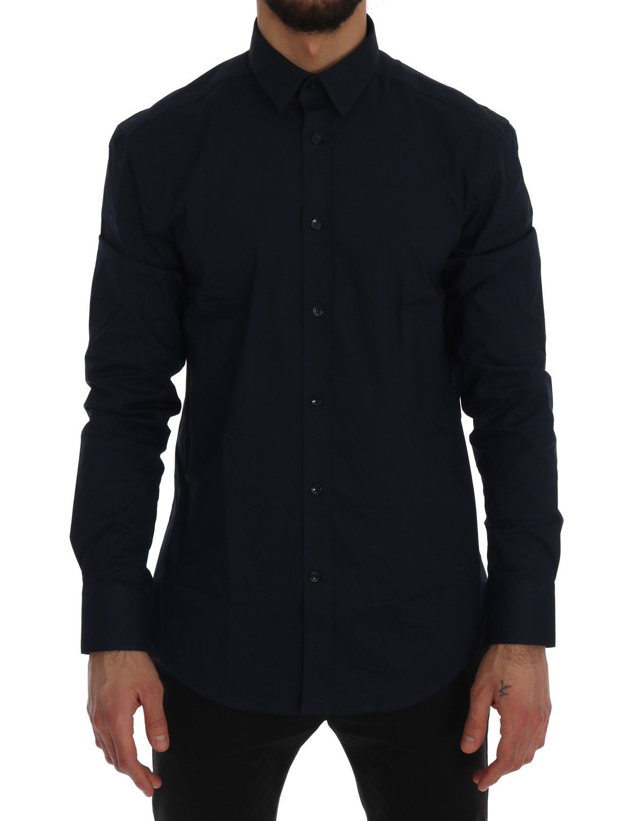 Dark Blue Cotton Dress Shirt Trend Fit