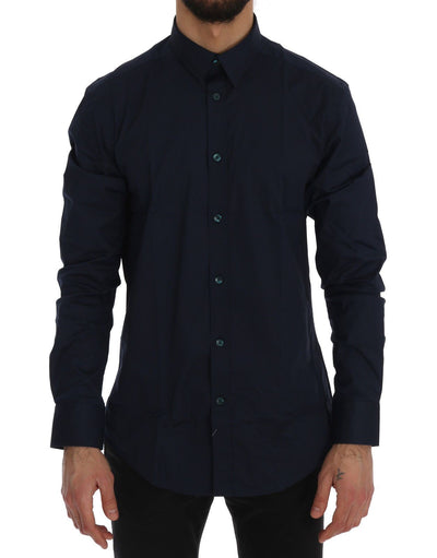 Dark Blue Cotton Stretch Dress Shirt Trend Fit