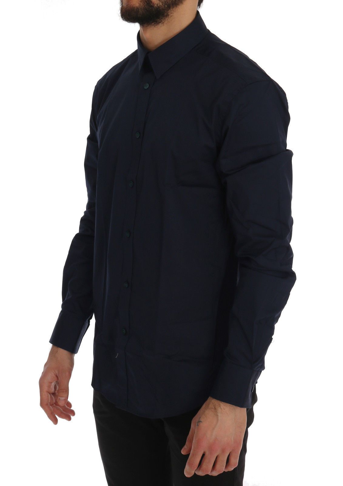 Dark Blue Cotton Stretch Dress Shirt Trend Fit