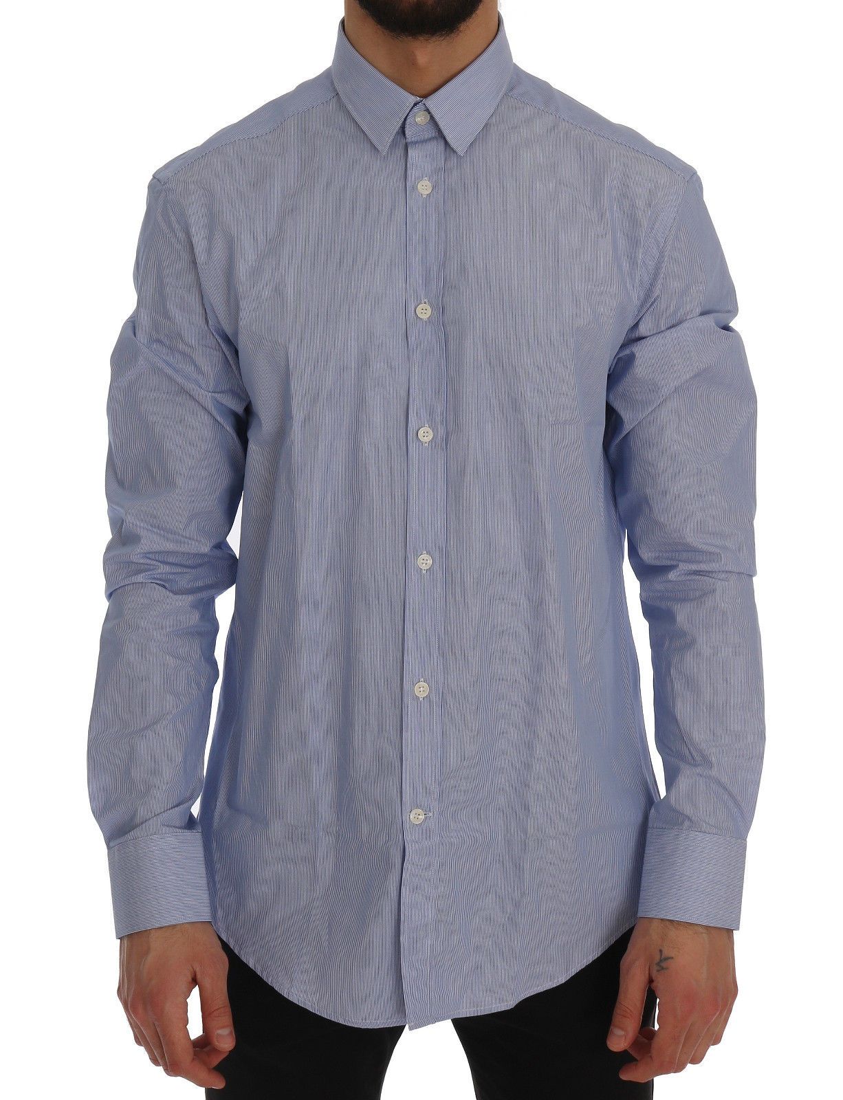 Blue Striped Cotton Dress Shirt Trend Fit