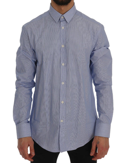 Blue Striped Cotton Dress Shirt Trend Fit