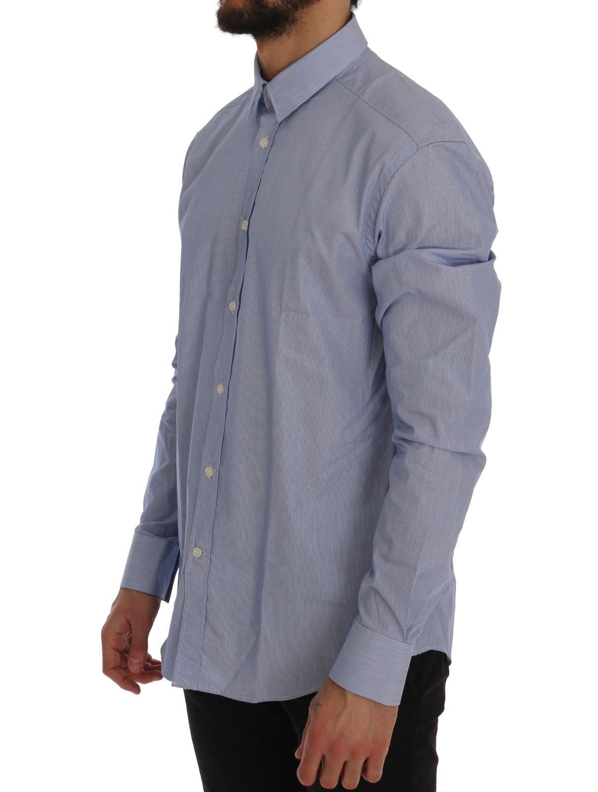 Blue Striped Cotton Dress Shirt Trend Fit