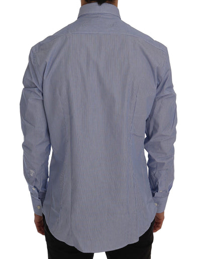 Blue Striped Cotton Dress Shirt Trend Fit