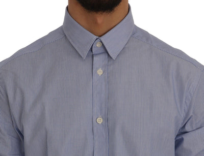 Blue Striped Cotton Dress Shirt Trend Fit