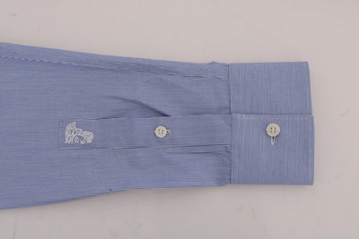 Blue Striped Cotton Dress Shirt Trend Fit