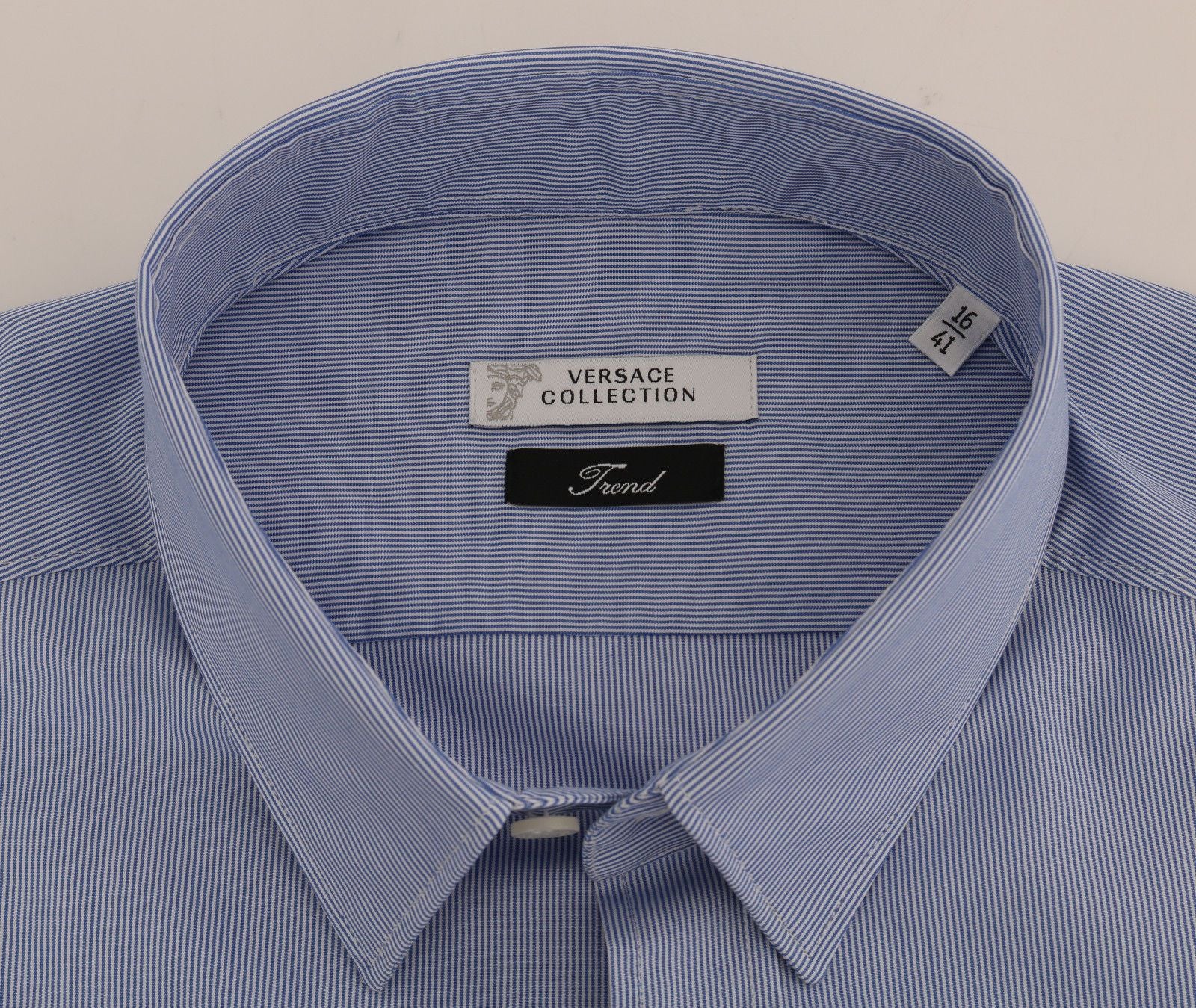 Blue Striped Cotton Dress Shirt Trend Fit