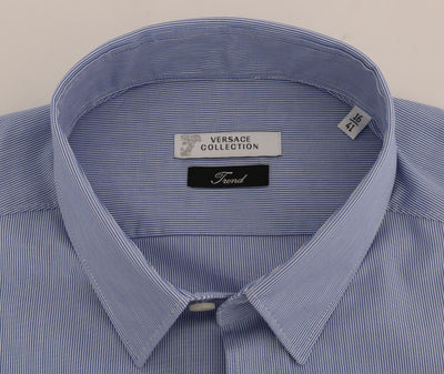Blue Striped Cotton Dress Shirt Trend Fit
