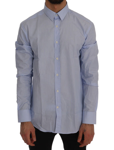Blue Striped Cotton Dress Shirt Trend Fit