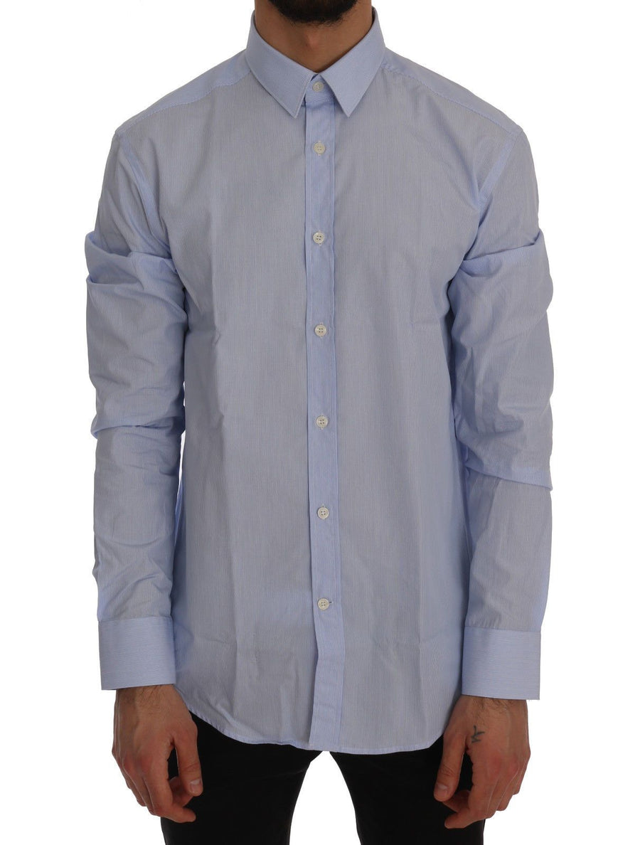 Blue Striped Cotton Dress Shirt Trend Fit