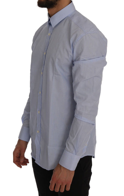 Blue Striped Cotton Dress Shirt Trend Fit