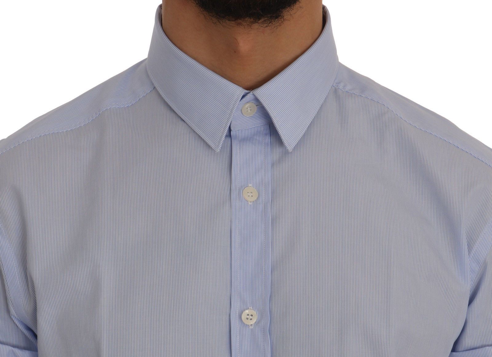 Blue Striped Cotton Dress Shirt Trend Fit