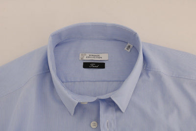 Blue Striped Cotton Dress Shirt Trend Fit