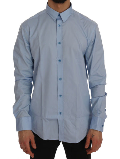 Blue Cotton Dress Shirt Trend Slim Fit