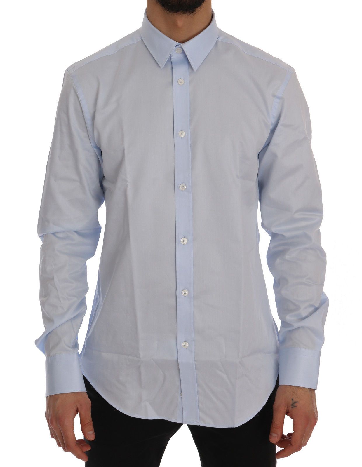 Light Blue Cotton Dress Shirt Trend Slim Fit