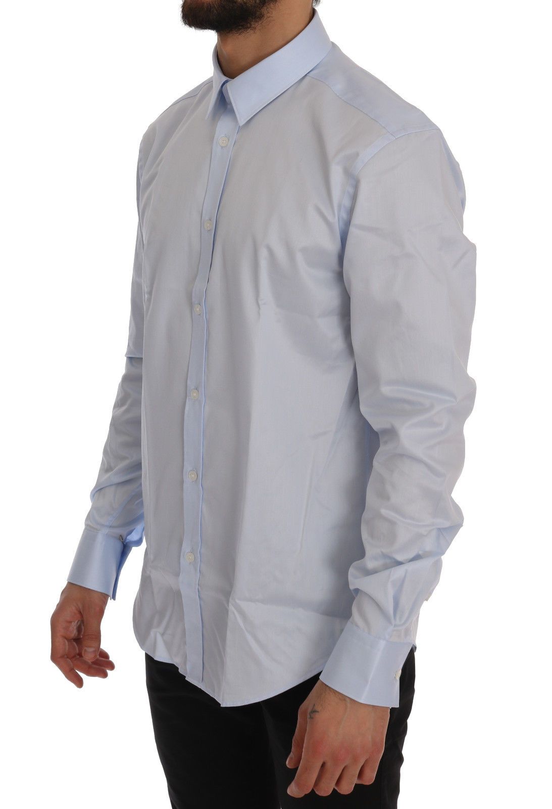 Light Blue Cotton Dress Shirt Trend Slim Fit