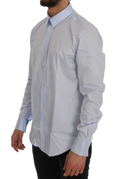 Light Blue Cotton Dress Shirt Trend Slim Fit