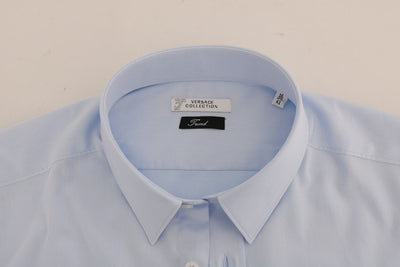 Light Blue Cotton Dress Shirt Trend Slim Fit