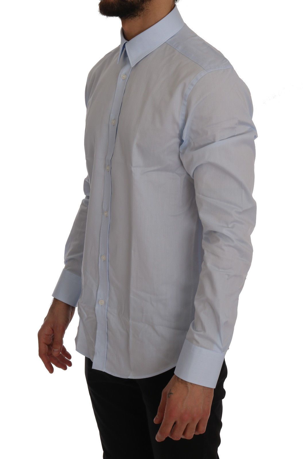 Light Blue Cotton Dress Shirt Trend Slim Fit