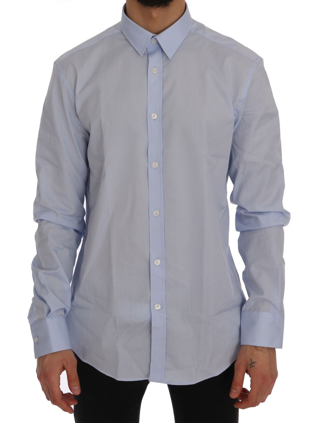 Light Blue Cotton Dress Shirt Trend Slim Fit