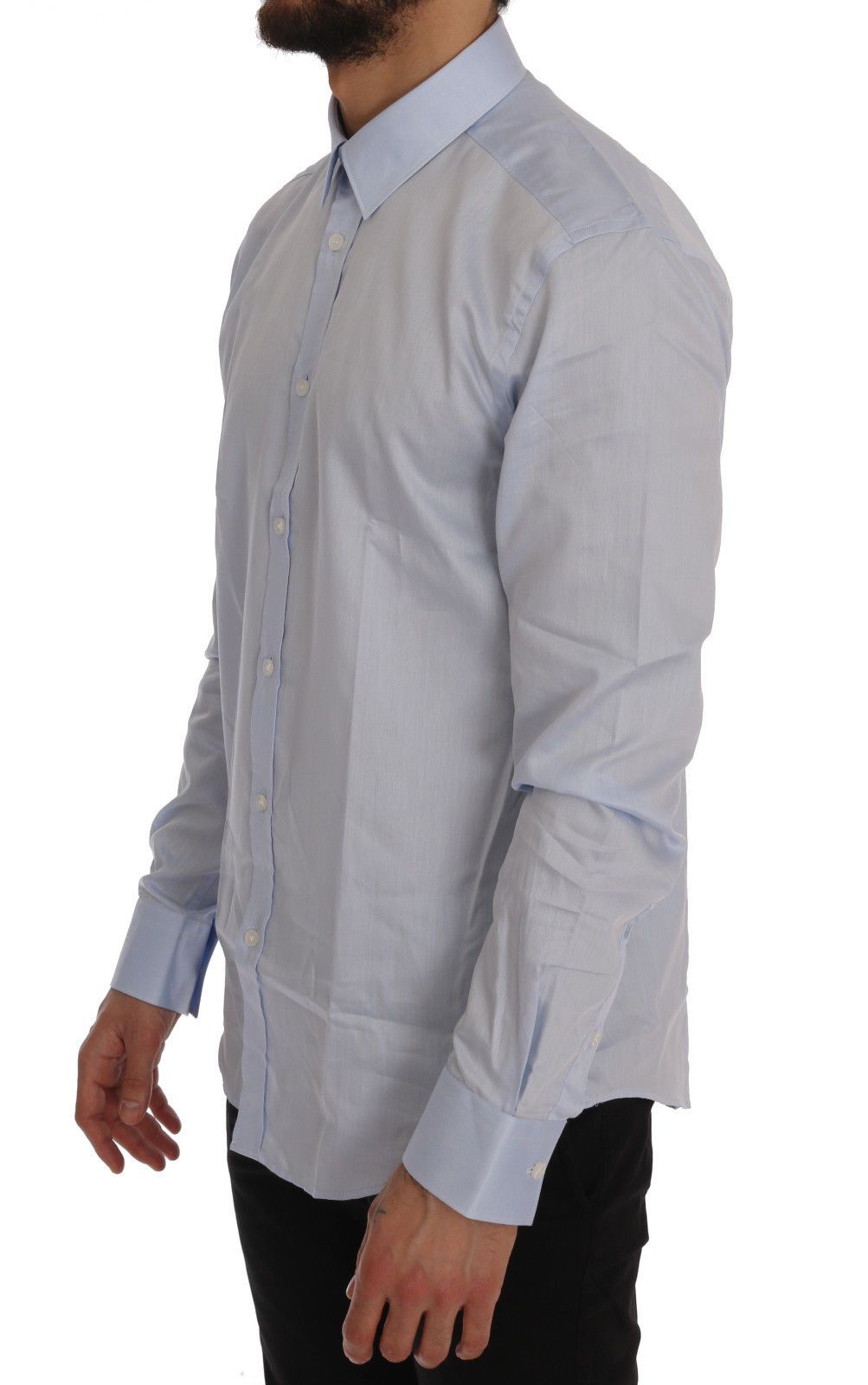 Light Blue Cotton Dress Shirt Trend Slim Fit