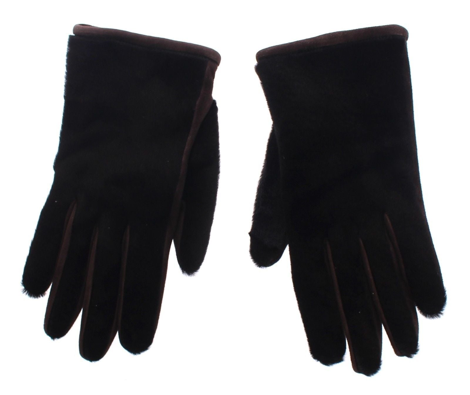 Brown Kangaroo Lambskin Fur Suede Wrist Gloves
