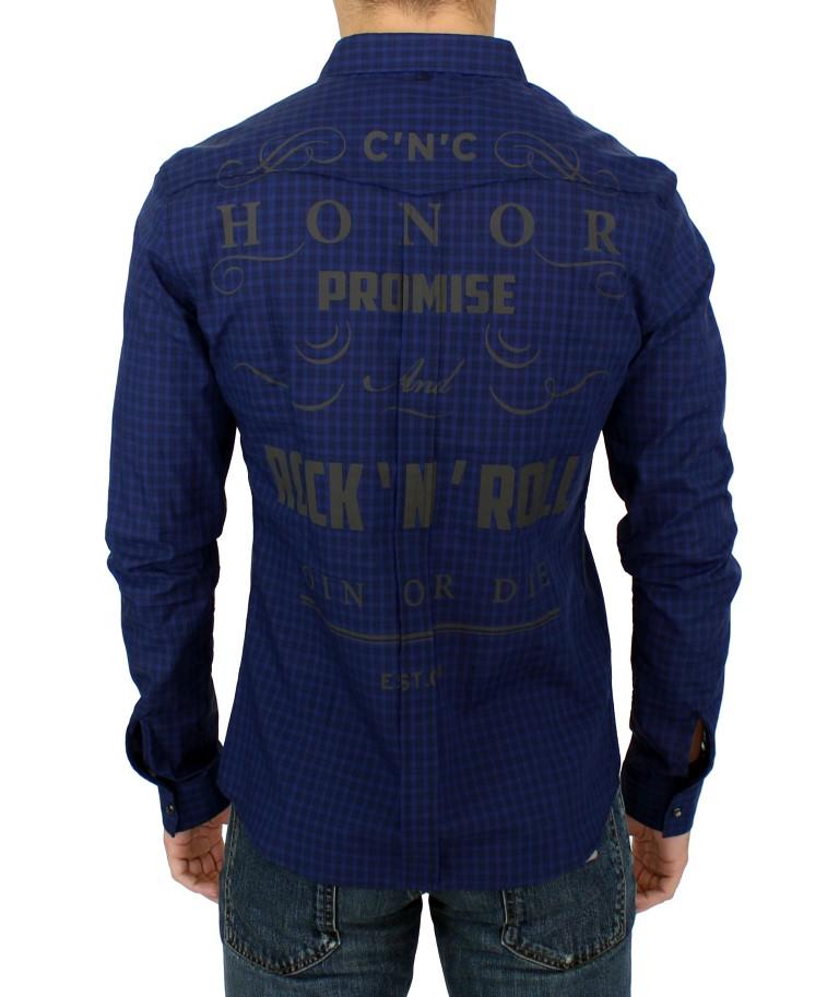 Blue checkered cotton shirt