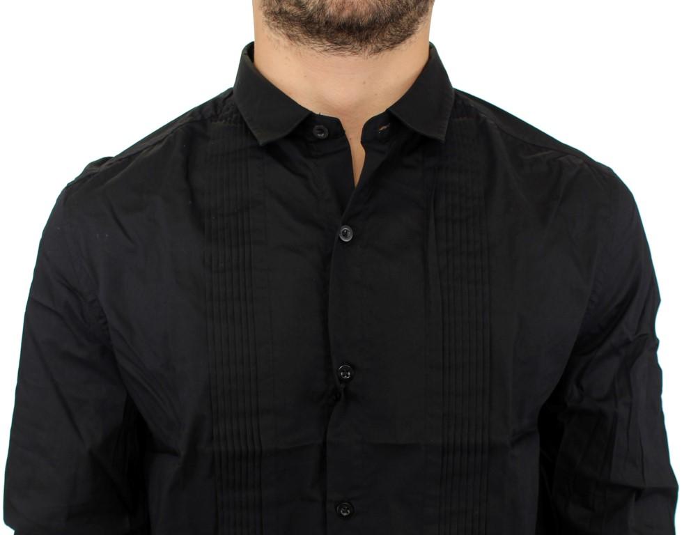 Black cotton slim fit shirt