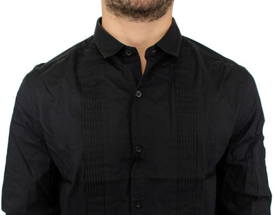 Black cotton slim fit shirt
