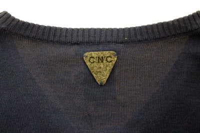Blue wool V-neck sweater