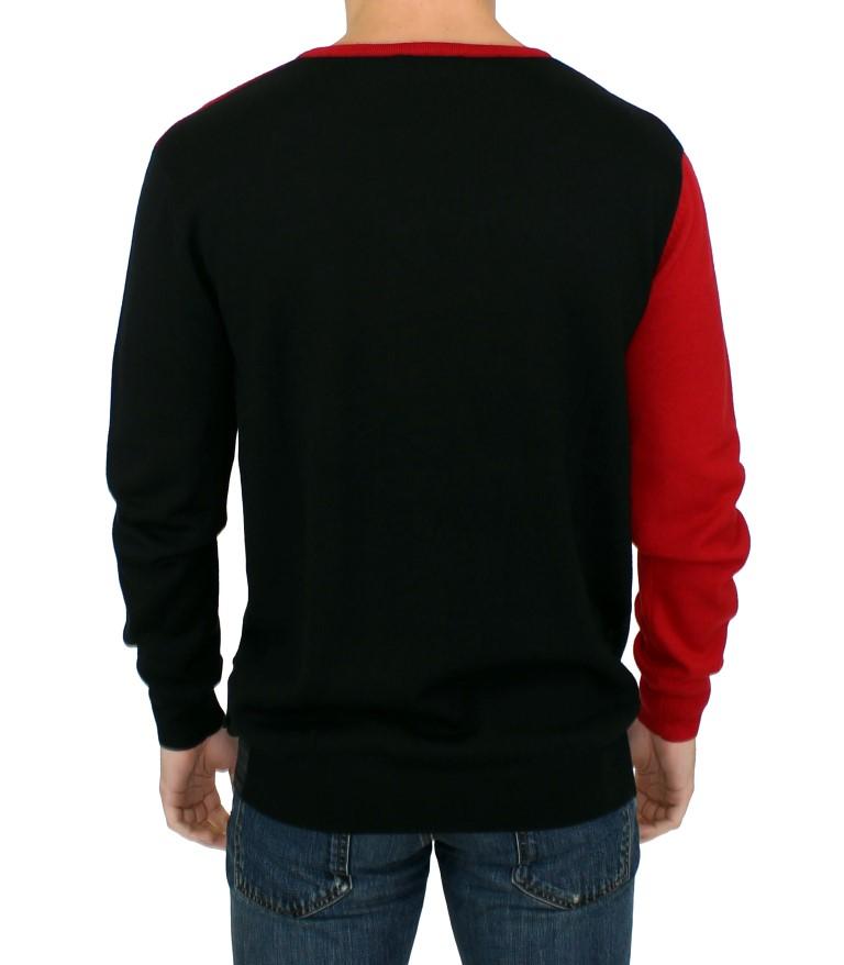 Red wool V-neck sweater