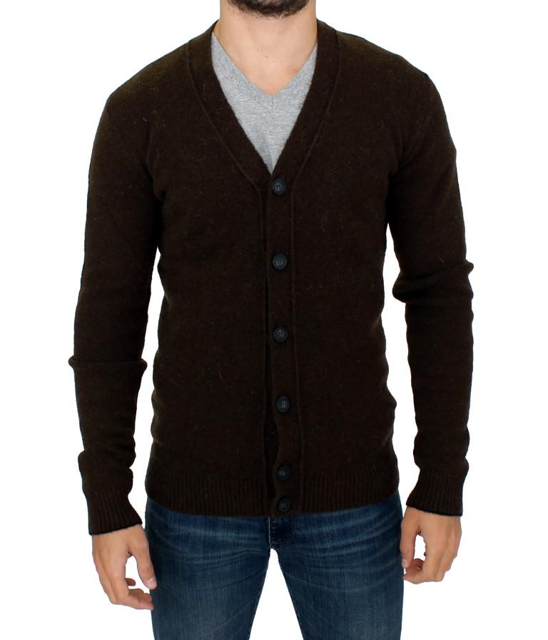 Brown stretch full button cardigan