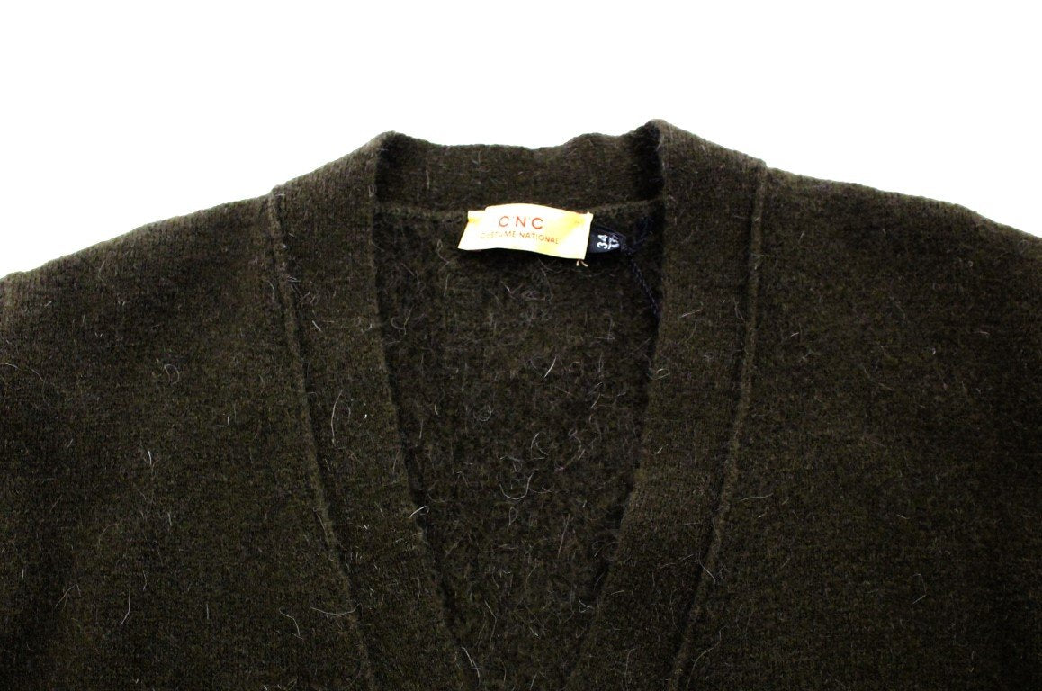 Brown stretch full button cardigan