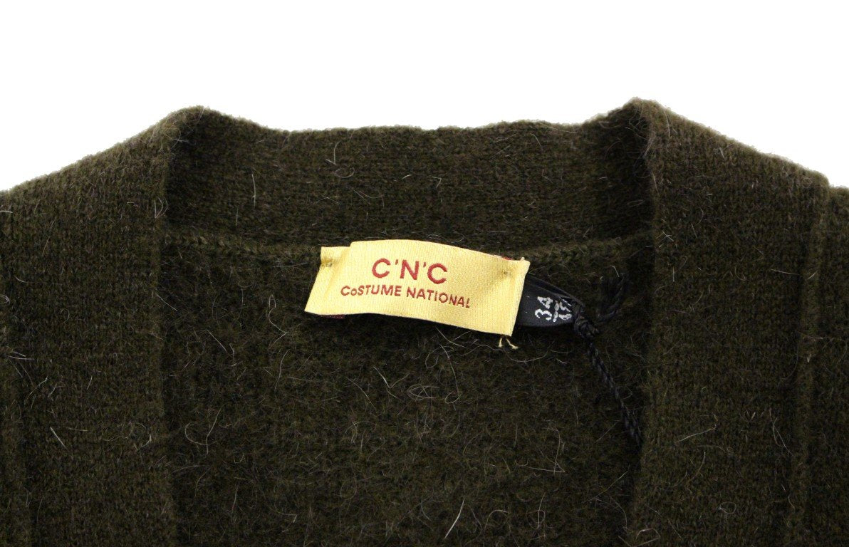 Brown stretch full button cardigan