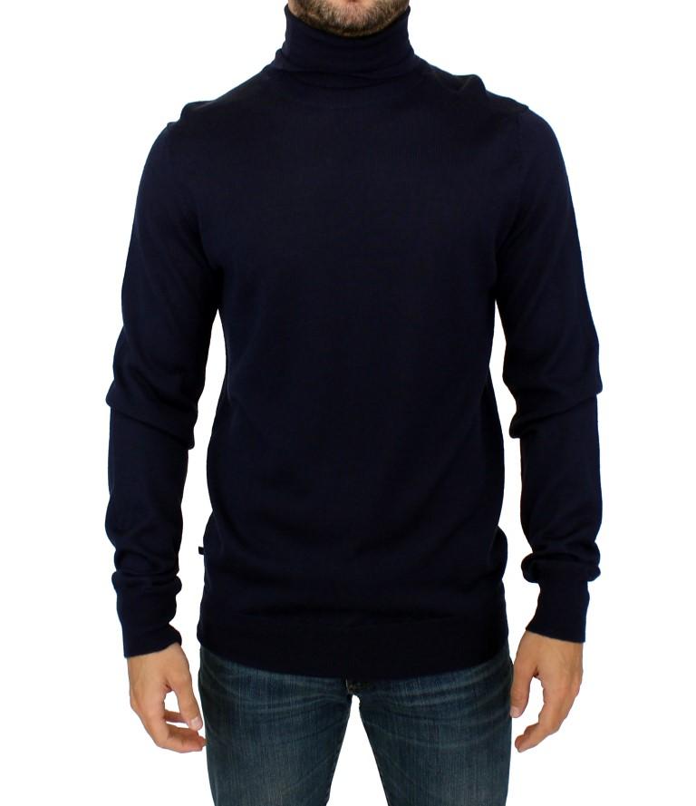 Blue turtleneck sweater