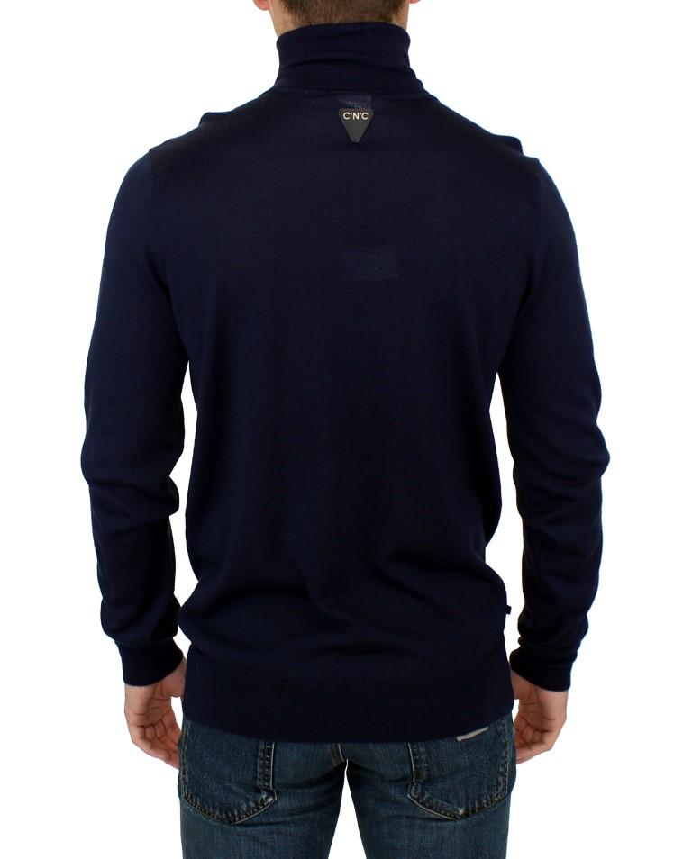 Blue turtleneck sweater