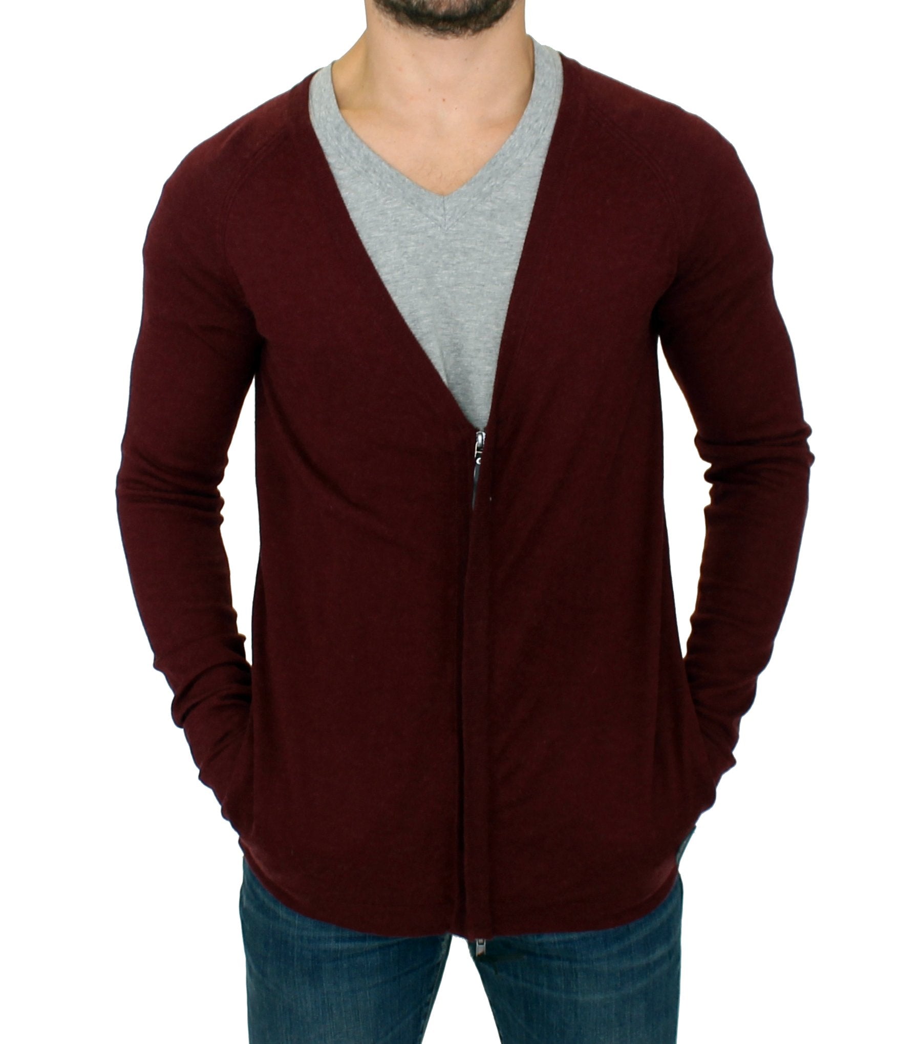 Bordeaux zipper cardigan sweater