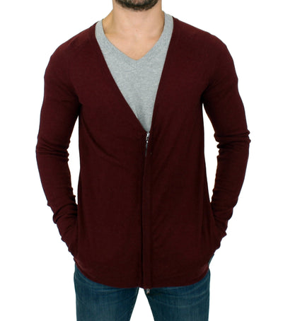 Bordeaux zipper cardigan sweater