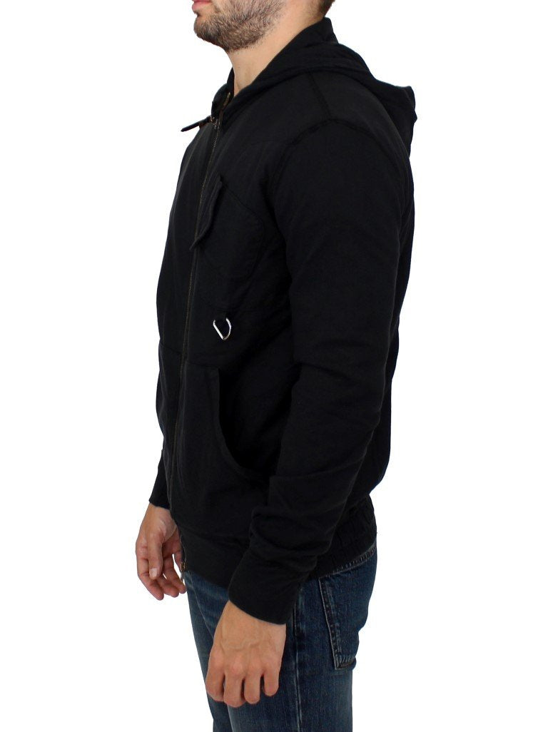 Black cotton hooded sweater