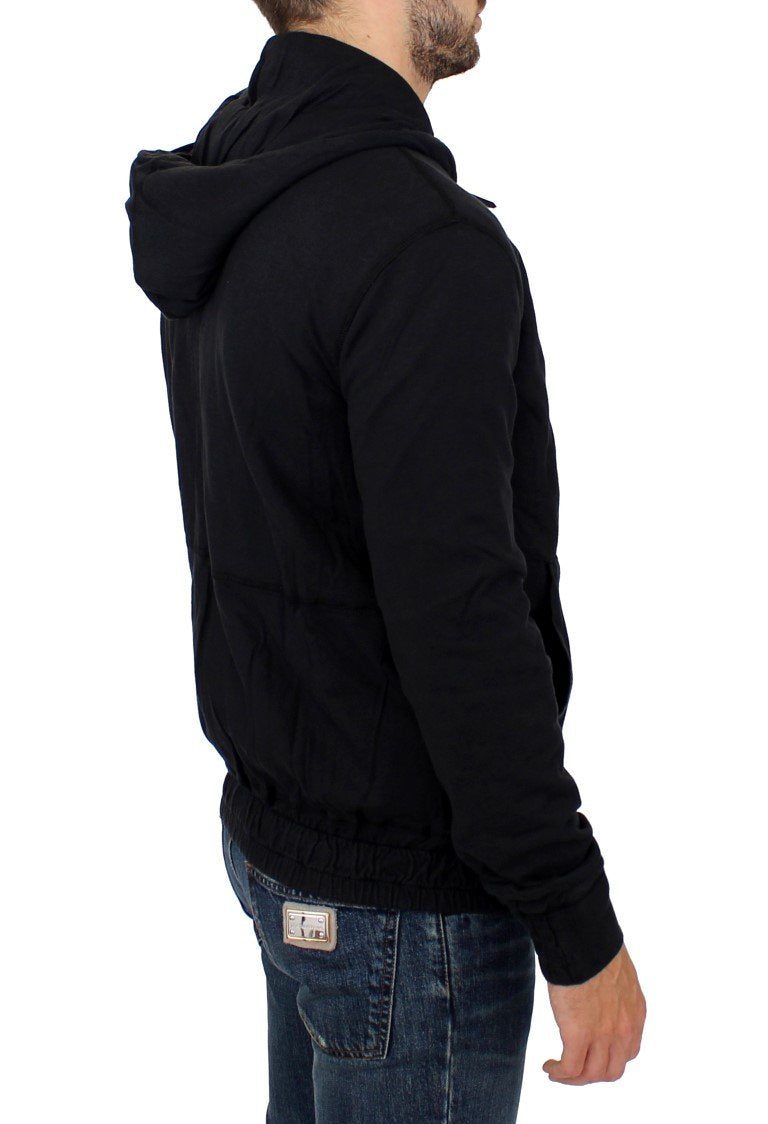 Black cotton hooded sweater