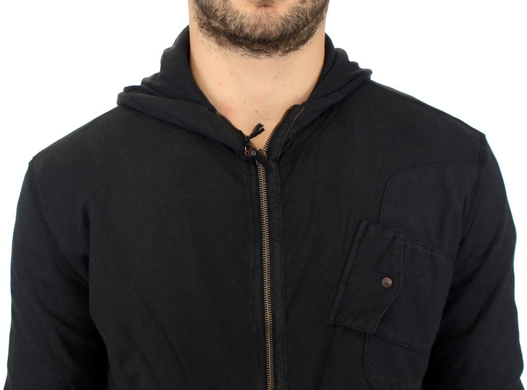Black cotton hooded sweater