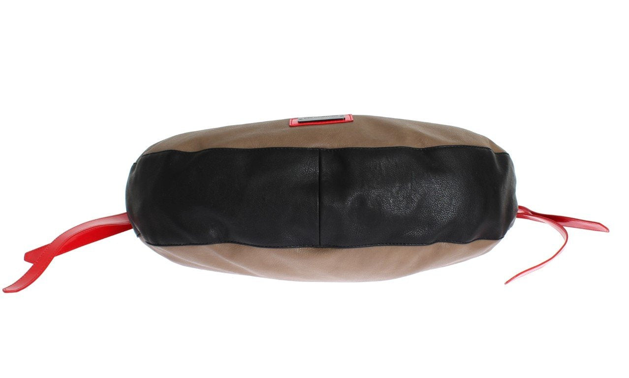 Brown leather hobo bag